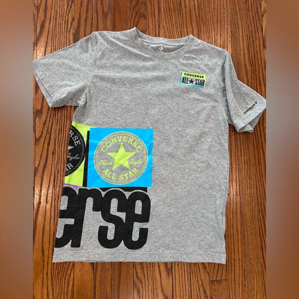 Converse Kids Gray and Blue Graphic Tee - size XL (size 13-15 years)